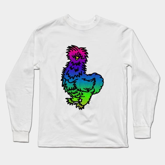 Psychedelic Silkie Chicken Long Sleeve T-Shirt by imphavok